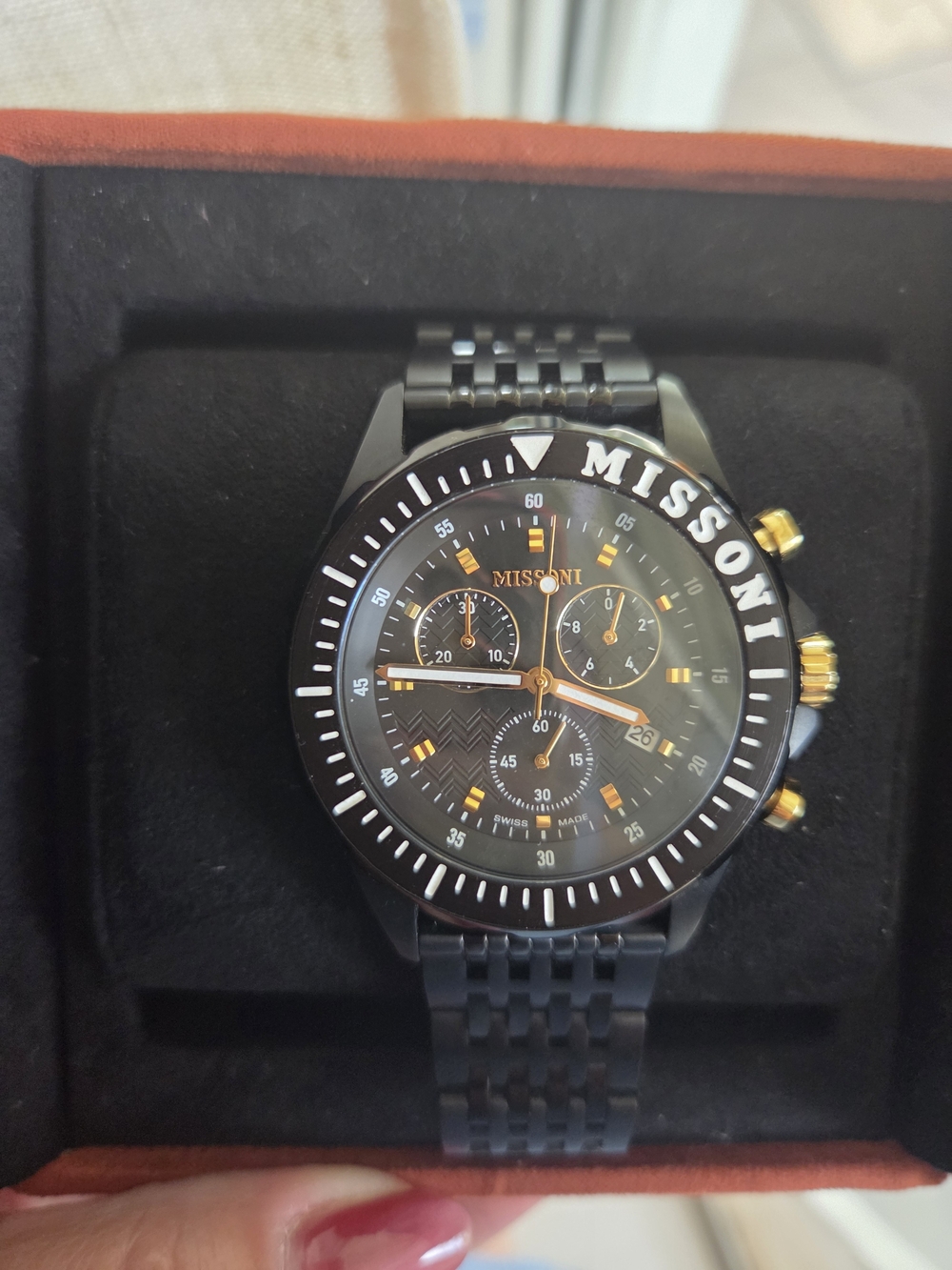 Missoni Men's Black and Gold Chronograph Watch
